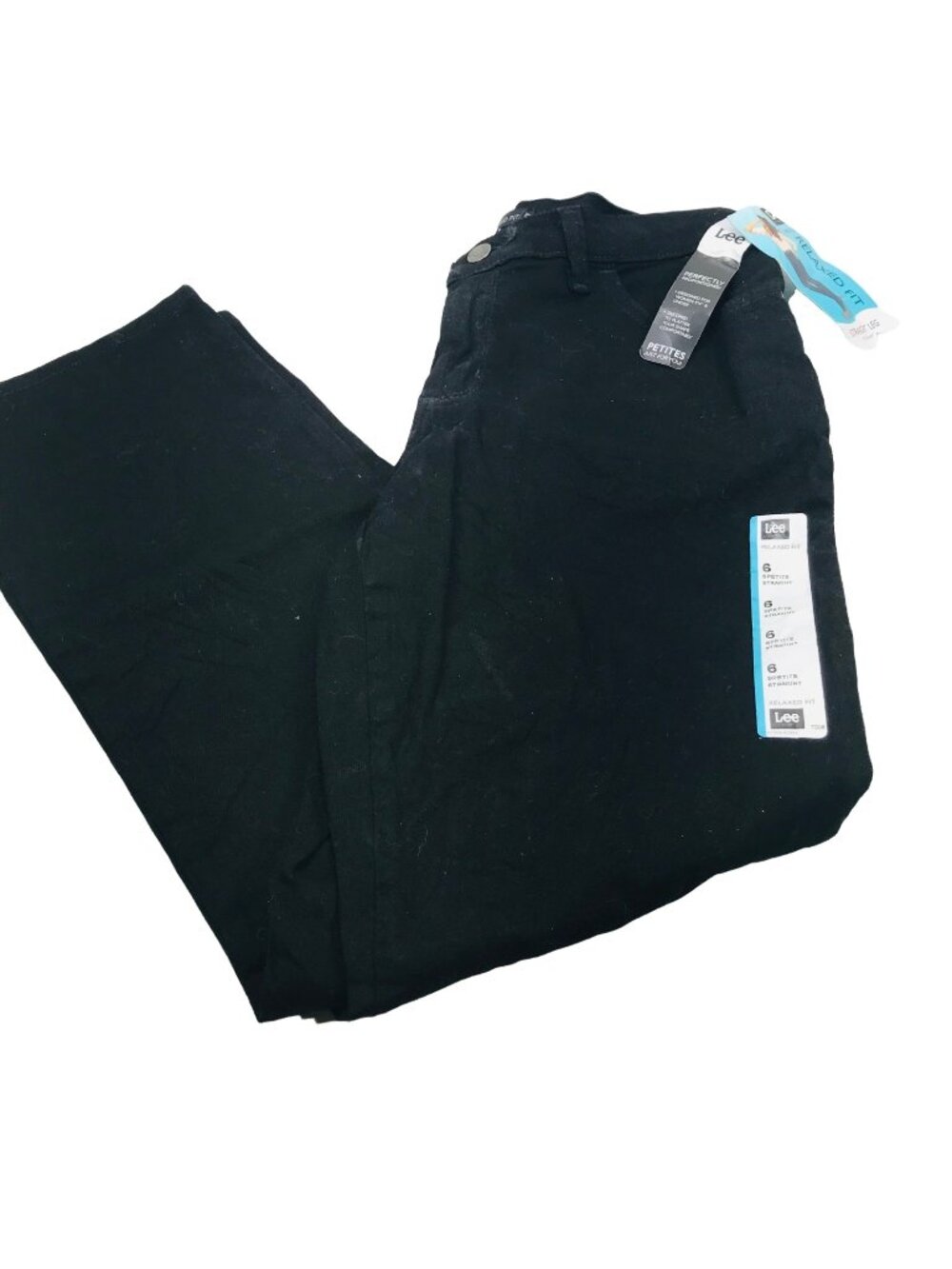 Lee Women's Sz 6 Petite Relaxed Fit Straight Leg Denim Black Jean New With Tags